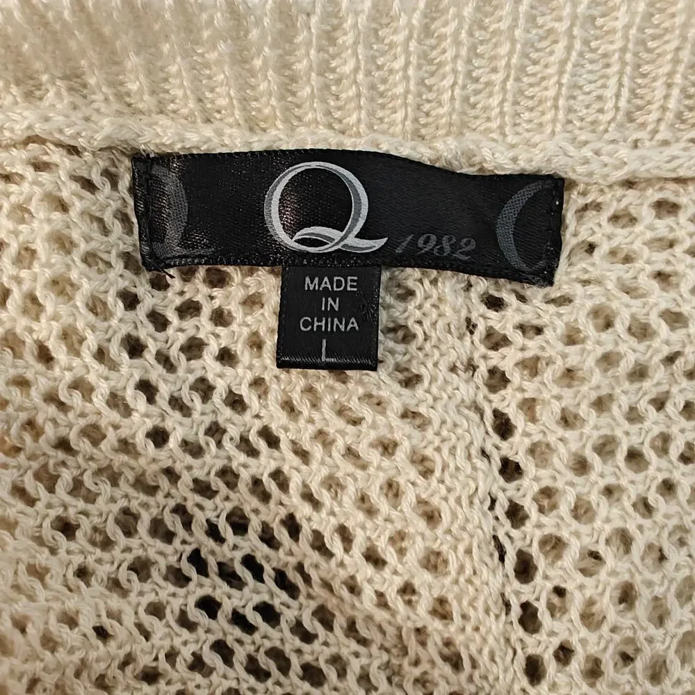 Q 1982 Cream Open Knit Dolman Sleeve Sweater Size Large - Picture 7 of 7